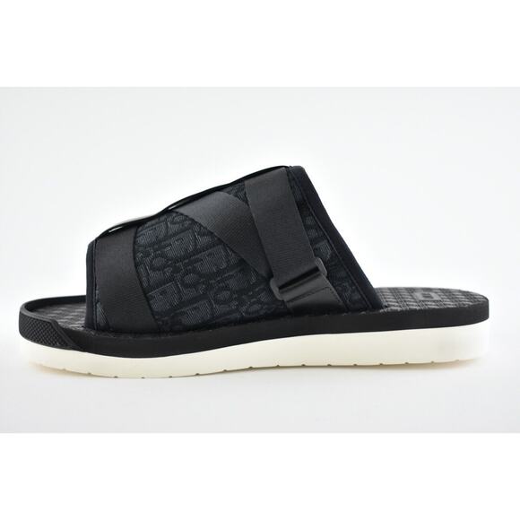 Dior Mens Alpha Sandal Black White Oblique Jacquard Logo Slide Slip On 45 12 - Picture 9 of 12
